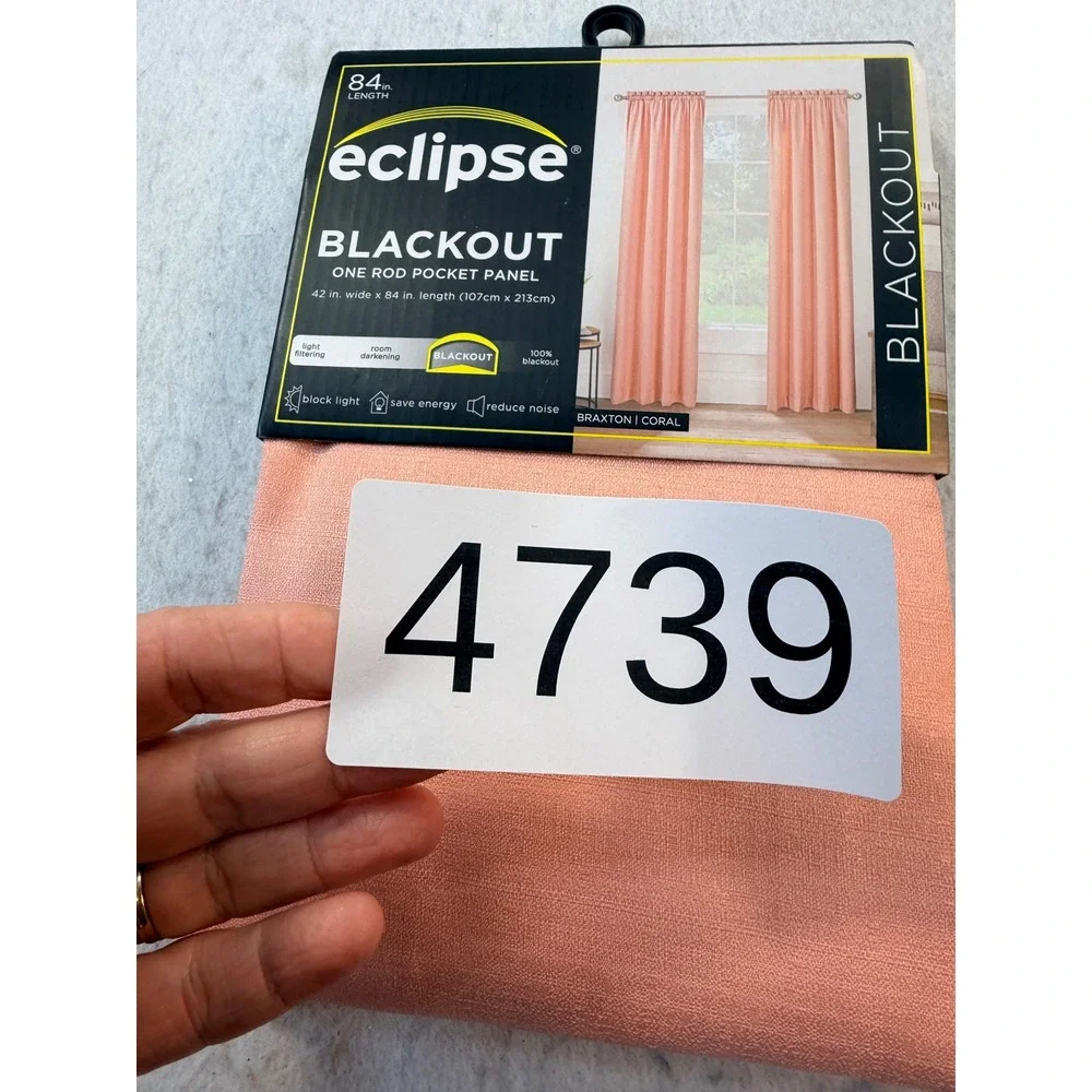 Eclipse Braxton Blackout Curtain Panel 42x84 Coral Thermaback Energy Saving new